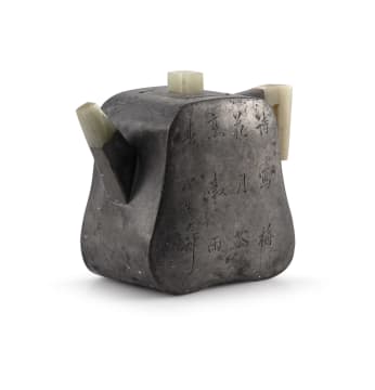 A Chinese pewter encased teapot, Qing Dynasty, 19th century