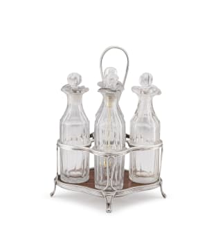 A George III silver and cut-glass cruet set, Robert & Samuel Hennell, London, 1802