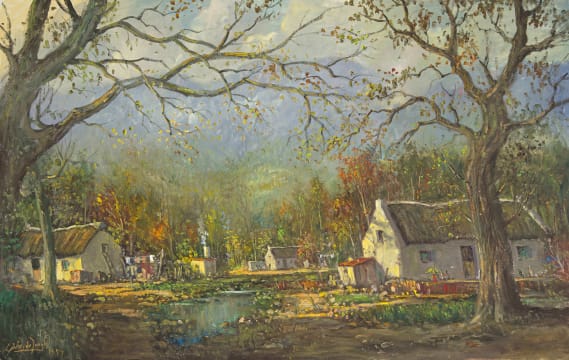 Gabriel de Jongh; Cottages in a Forest