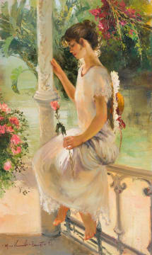 Mari Vermeulen-Breedt; Young Girl Holding a Rose
