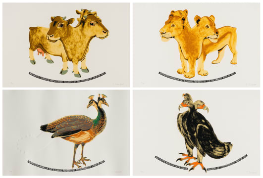 Joachim Schönfeldt; Untitled (Cow, Lioness, Peahen, Eagle)