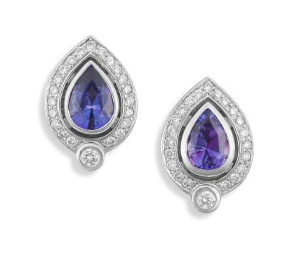 Pair of tanzanite and diamond earrings