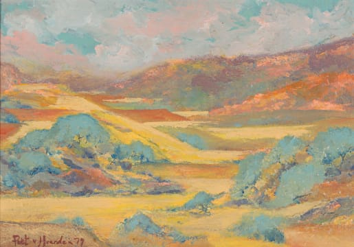 Piet van Heerden; Landscape with Trees and Hills
