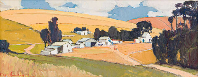 Piet van Heerden; Landscape with Farm Buildings