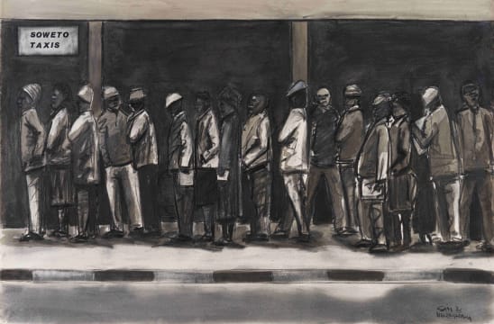 Sam Nhlengethwa; Queue for Soweto Taxis
