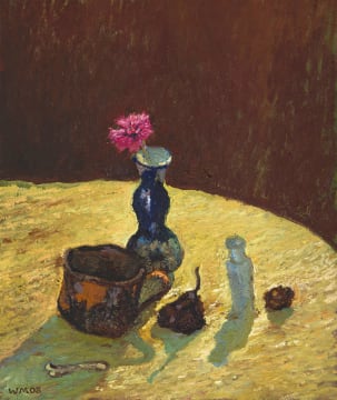 Walter Meyer; Still Life with Mug, Vase and Pear