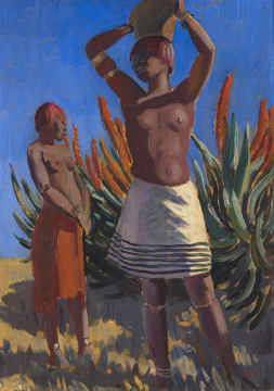 Alfred Neville Lewis; Two Figures and Aloes