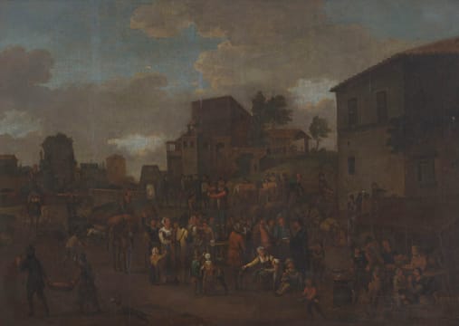 After Jan Steen; Street Scene