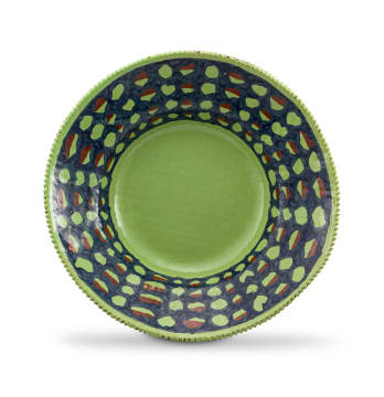 Hylton Nel; Green Plate with Hand Painted Dot Motif