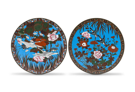 A Japanese cloisonné enamel dish, Meiji period, 1868-1912