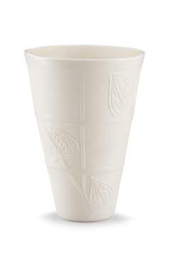 A white porcelain beaker vase, Siobhan O'Reagain (1956-), 1991-1992