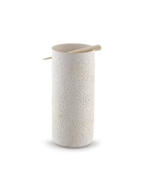 A white bisque tusk vase, Juliet Armstrong, 1980s