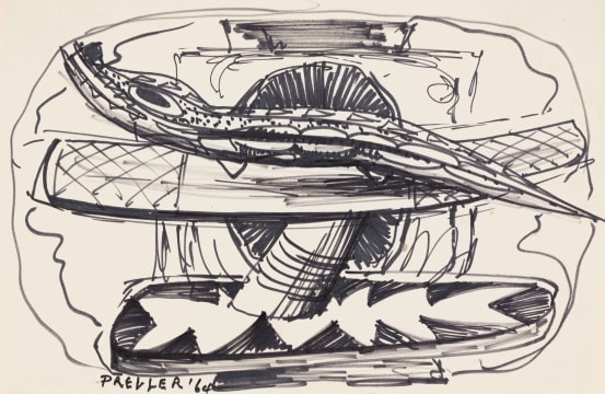 Alexis Preller; Headrest with Crocodile II, sketch