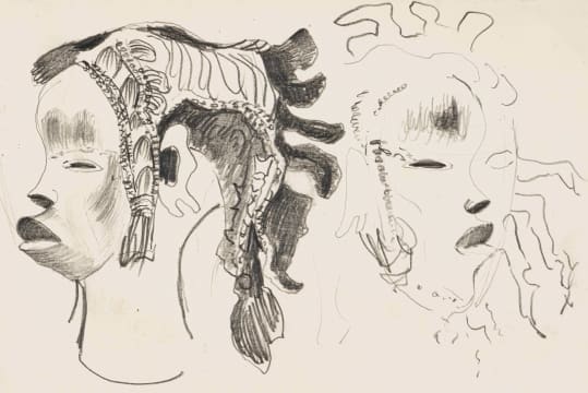 Alexis Preller; African Masks, sketch
