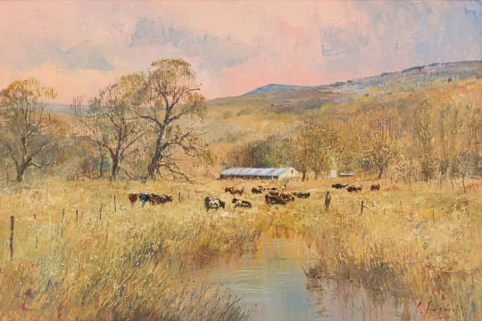 Christopher Tugwell; Cattle Grazing near Water