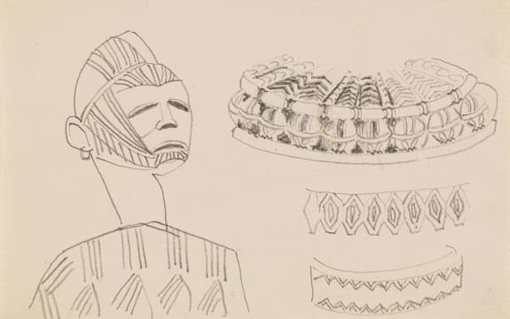 Alexis Preller; Yoruba Head and Patterns, sketches