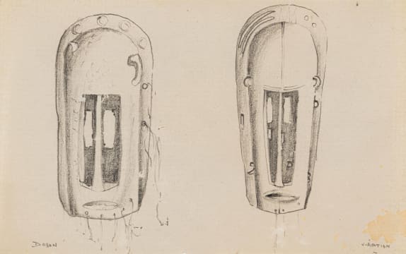 Alexis Preller; Dogon Masks, Mali, sketches