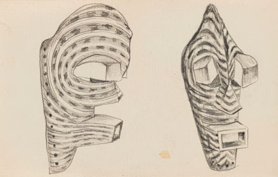 Alexis Preller; Basonge Mask, Congo, sketches