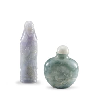 A Chinese blue lace agate carving of a deity, 20th century