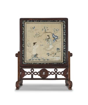 A Chinese hardwood screen, late 19th/early 20th century
