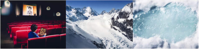 Bridget Baker; The Blue Collar Girl (Valais, Switzerland), triptych