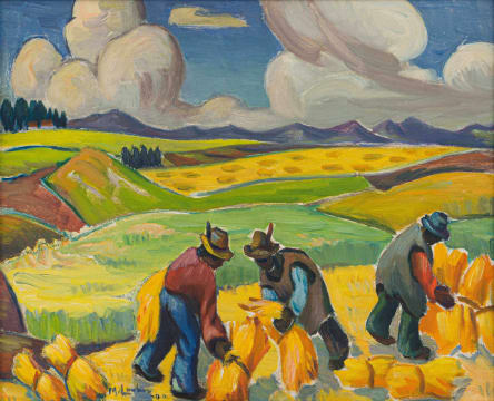 Maggie Laubser; Harvesting, Oortmanspost, Klipheuwel Stasie