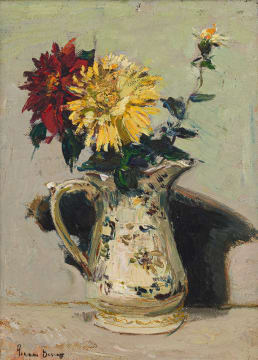 Adriaan Boshoff; Chrysanthemums in a White Jug