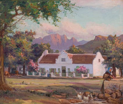 Hugo Naudé; La Provence, Franschhoek with Ducks in a Pond