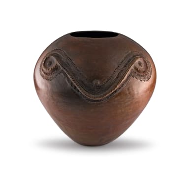A burnished fired clay ukhamba, Mkhosa Magwaza