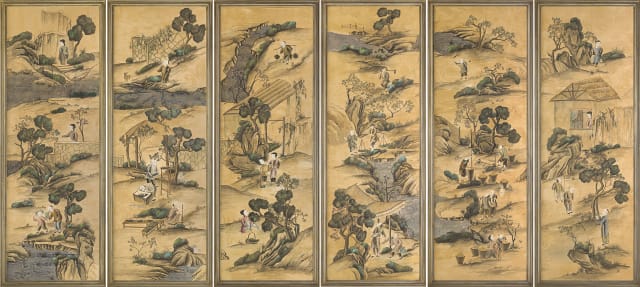 Six Chinese painted watercolours, 20th century