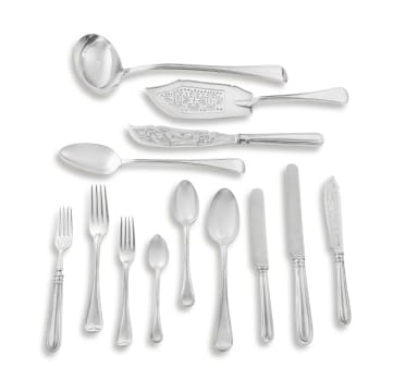 A Victorian 'Old English and Thread' pattern silver flatware service, various dates and makers, including Chawner & Co, London, 1839-1878