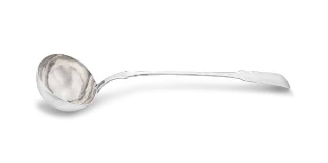 A Cape silver 'Fiddle' pattern soup ladle, Jan Lotter, early 19th century