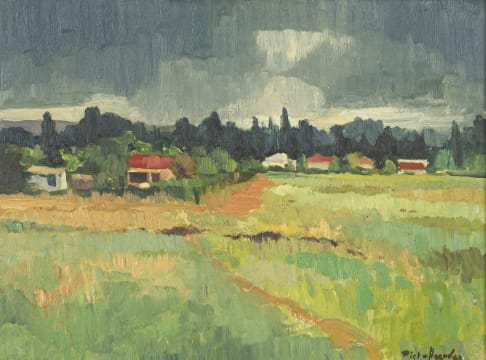 Piet van Heerden; Landscape with Buildings