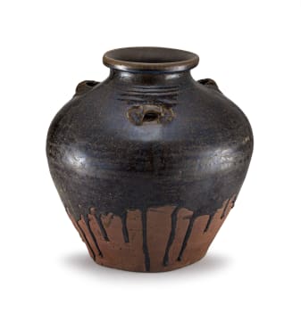 A Southeast Asian brown and blue-glazed Martavan, 19th century