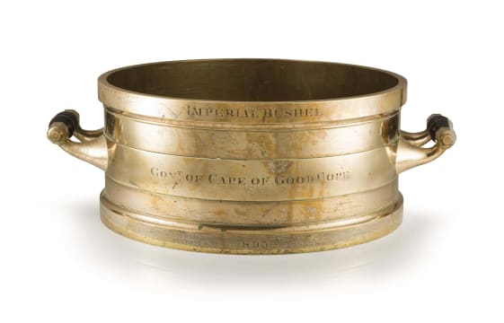 A Cape of Good Hope Imperial brass bushel, De Grave & Co, London, 1895