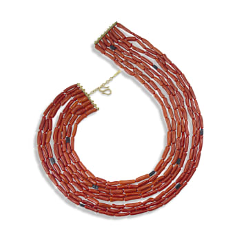 Italian eight-strand red coral necklace