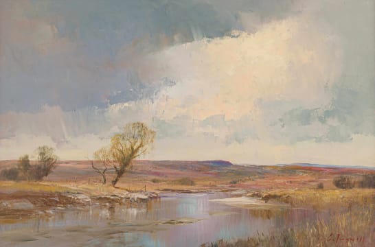 Christopher Tugwell; Landscape with Stream and Trees