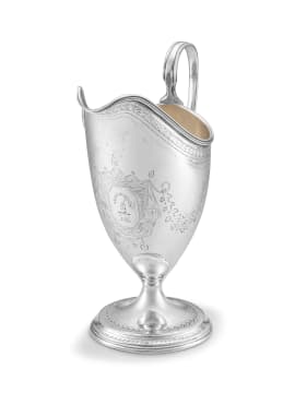 An Irish silver helmet-shaped jug, maker's mark indistinct, Dublin, 1797