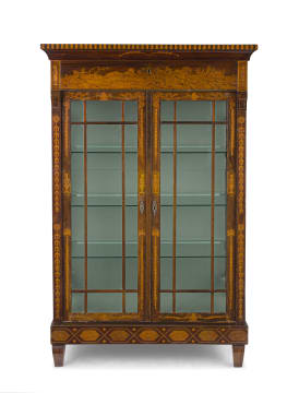 A Dutch mahogany marquetry and inlaid cabinet, 19th century