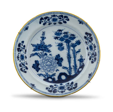 A Dutch Delft blue and white faience dish, 18th century