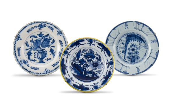 A Dutch Delft blue and white faience plate, 19th century