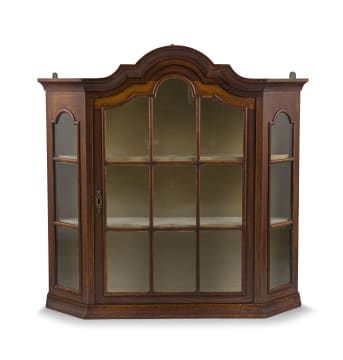 A Dutch oak wall display cabinet, 19th century
