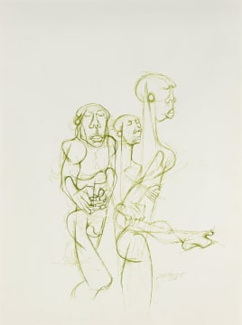 Zwelidumile Geelboi Mgxaji Mslaba 'Dumile' Feni; Two Figures with a Baby