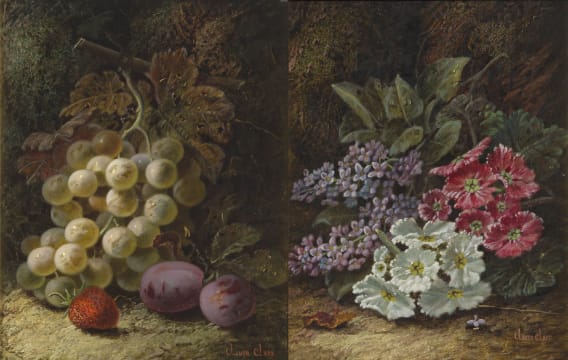 Oliver Clare; Still Life of Fruit and one of Flowers; two