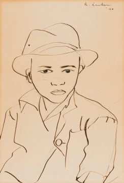 Maggie Laubser; Portrait of a Young Man in a Hat
