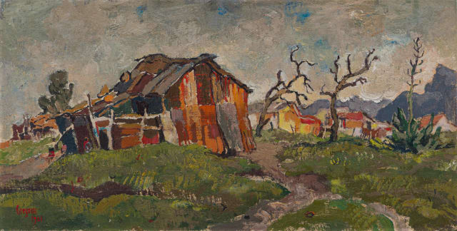 Gregoire Boonzaier; Dwelling with Distant Mountains