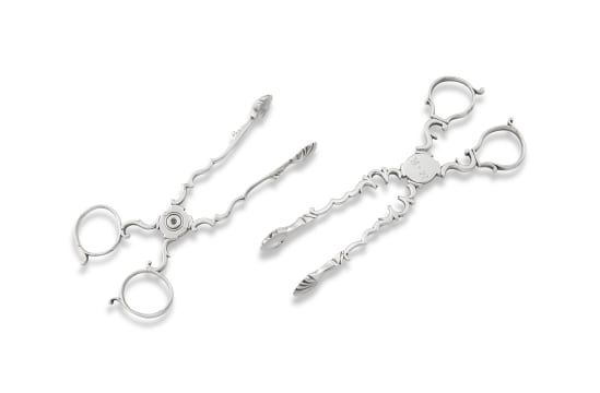 A pair of George II silver sugar nips, possibly John Gorham or Jeffrey Griffith, London, the first quarter of the eighteenth century