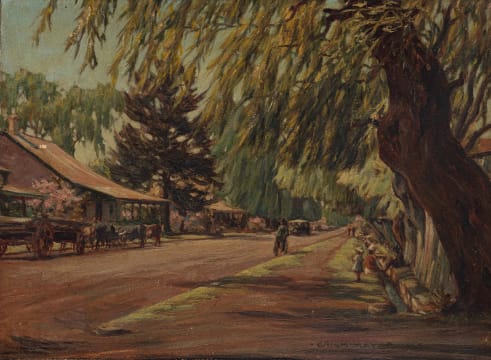 Erich Mayer; Street Scene with Willow, Potchefstroom