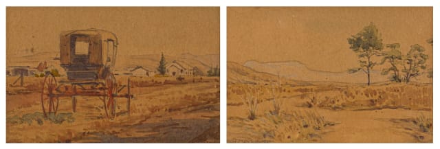 Erich Mayer; Wagon and Landscape, two