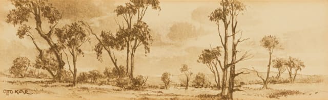 Otto Klar; Landscape with Trees